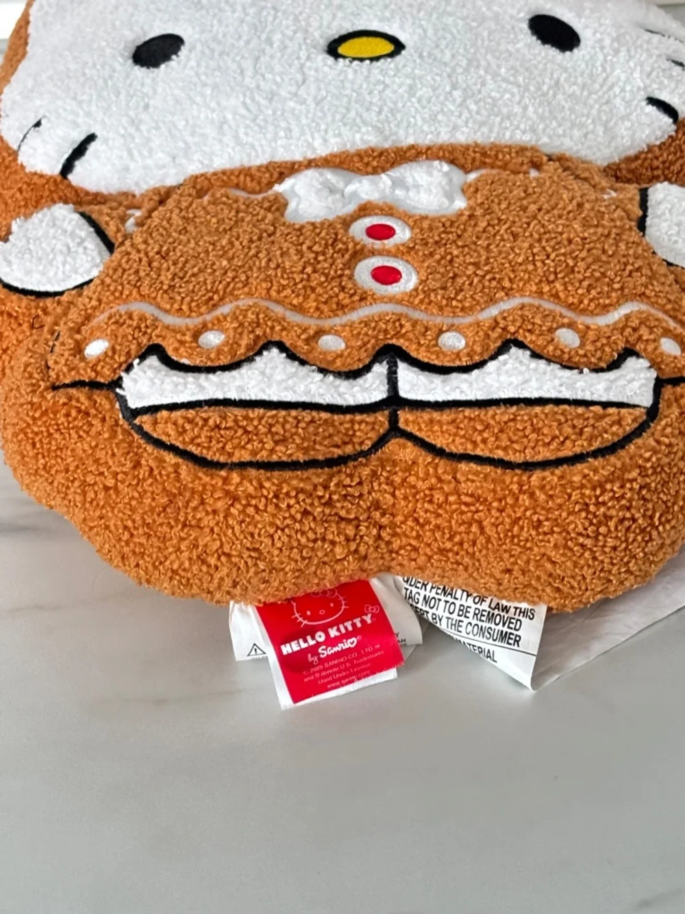 Sanrio 15” Hello Kitty Gingerbread Pillow Plush Sherpa Stuffed Animal Holiday
